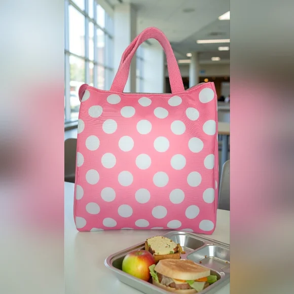 Kate Spade Pink & White Polka Dot Insulated Lunch Tote - Picture 8 of 12